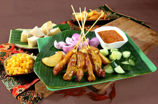 Chicken (Ayam) Satay with Corn OR Potato wedges OR Ketupat