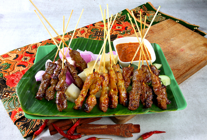 Satay Platter (Mutton, Beef, Chicken) with Corn OR Potato wedges OR Ketupat