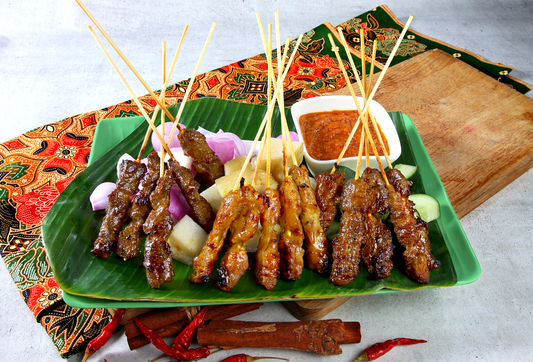 Satay Platter (Mutton, Beef, Chicken) with Corn OR Potato wedges OR Ketupat